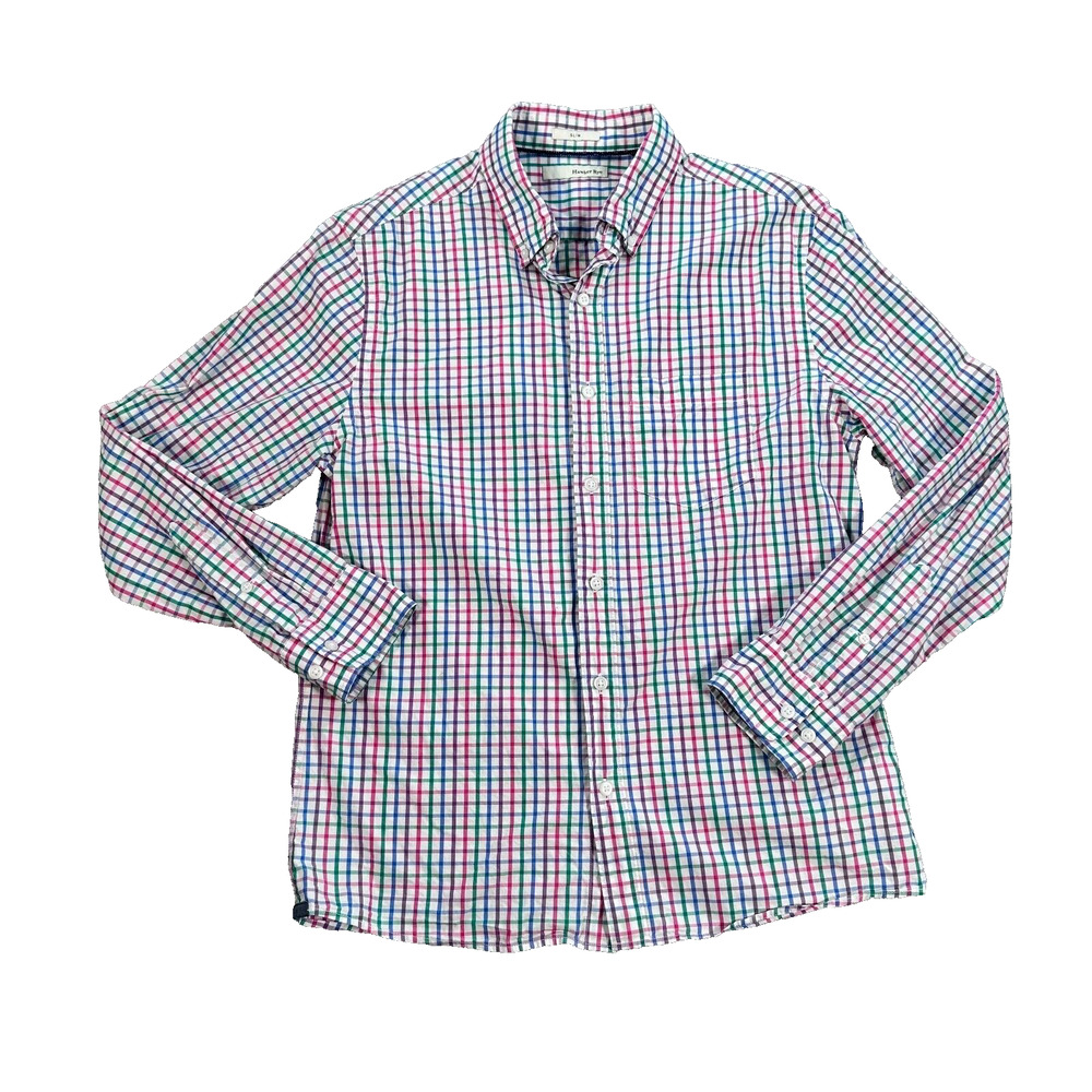 Hawker Rye Button Down Shirt Mens Medium Slim Fit Short Preppy Gingham Multicolo